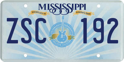 MS license plate ZSC192