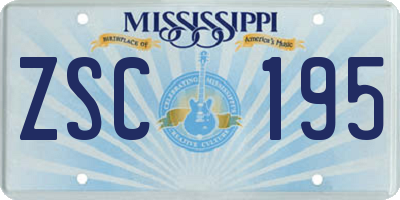 MS license plate ZSC195