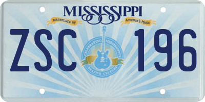 MS license plate ZSC196