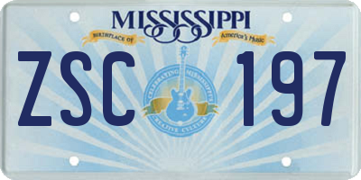 MS license plate ZSC197