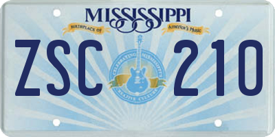 MS license plate ZSC210