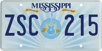 MS license plate ZSC215