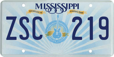 MS license plate ZSC219