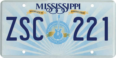 MS license plate ZSC221