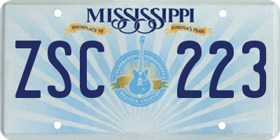 MS license plate ZSC223