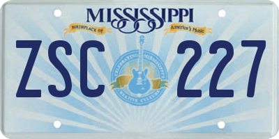 MS license plate ZSC227