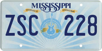 MS license plate ZSC228