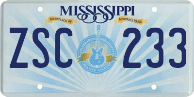 MS license plate ZSC233