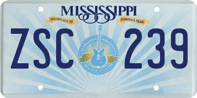MS license plate ZSC239