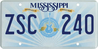 MS license plate ZSC240