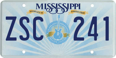 MS license plate ZSC241