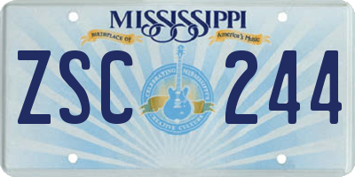MS license plate ZSC244