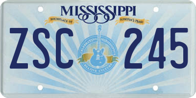 MS license plate ZSC245