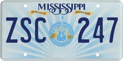 MS license plate ZSC247