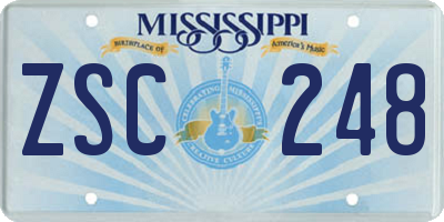 MS license plate ZSC248
