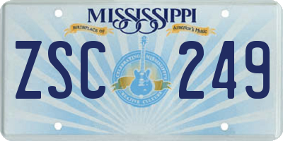 MS license plate ZSC249