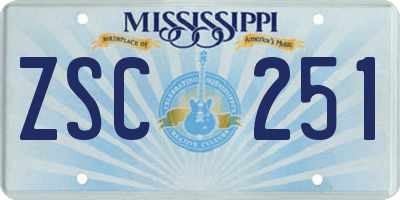 MS license plate ZSC251