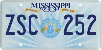 MS license plate ZSC252