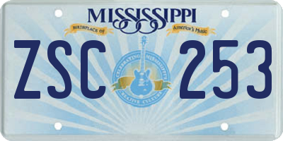 MS license plate ZSC253