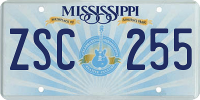 MS license plate ZSC255