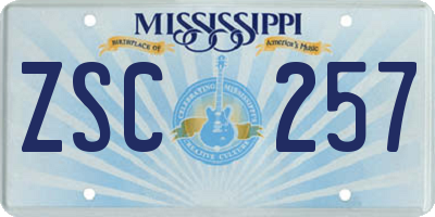 MS license plate ZSC257