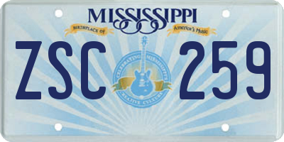 MS license plate ZSC259