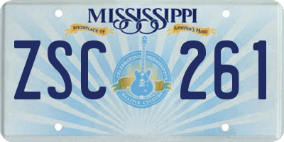 MS license plate ZSC261