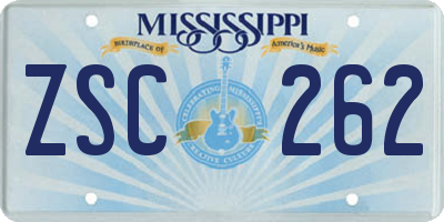 MS license plate ZSC262