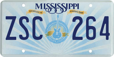 MS license plate ZSC264