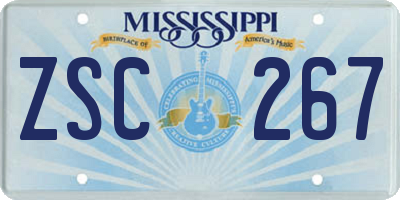MS license plate ZSC267