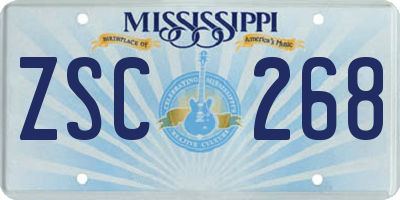 MS license plate ZSC268