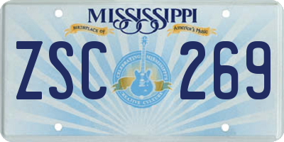 MS license plate ZSC269