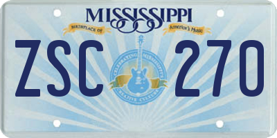 MS license plate ZSC270