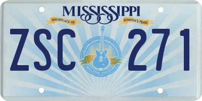 MS license plate ZSC271