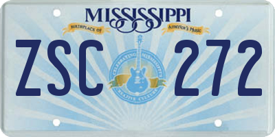 MS license plate ZSC272