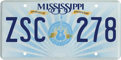 MS license plate ZSC278