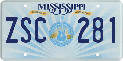 MS license plate ZSC281