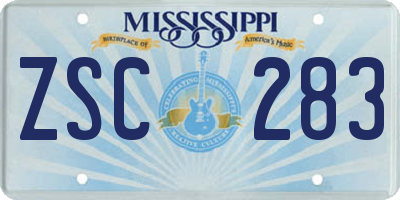 MS license plate ZSC283