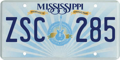 MS license plate ZSC285