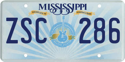 MS license plate ZSC286