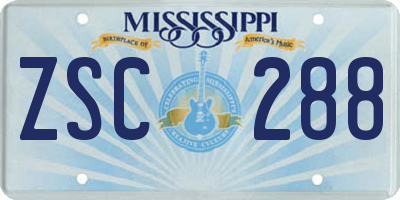MS license plate ZSC288