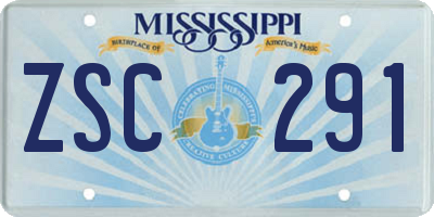 MS license plate ZSC291