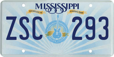 MS license plate ZSC293