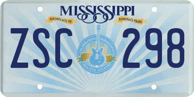 MS license plate ZSC298