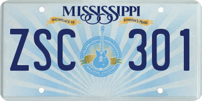 MS license plate ZSC301