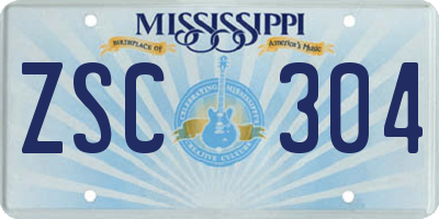 MS license plate ZSC304