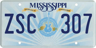 MS license plate ZSC307