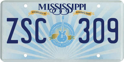 MS license plate ZSC309