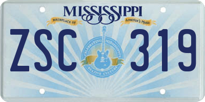 MS license plate ZSC319