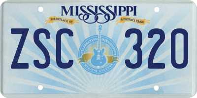 MS license plate ZSC320